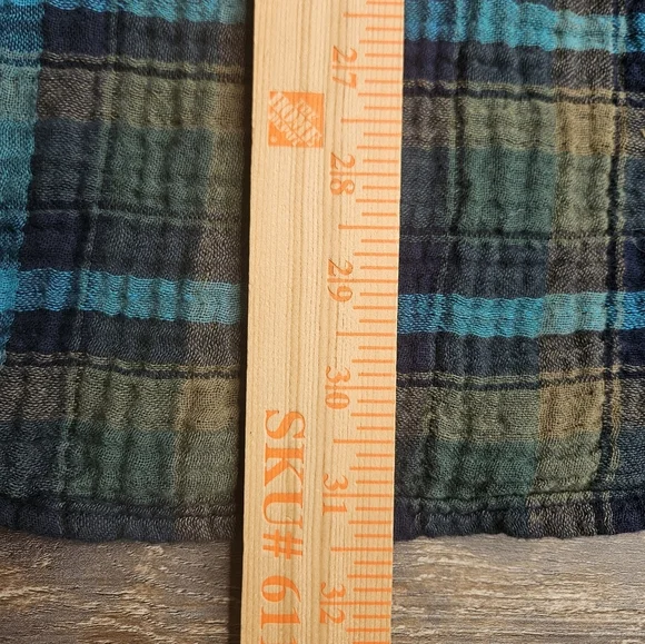 Johnny Was Workshop XL Blue Green Plaid Heavy Embroidery Aztec Western - Picture 11 of 16